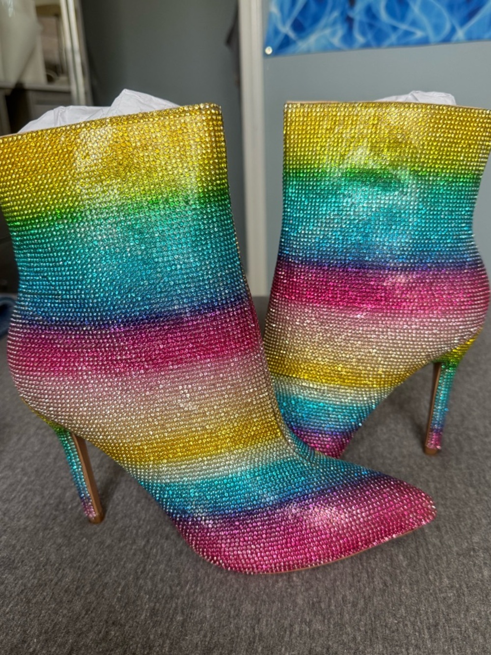 Cape Robbin Multicolor Crystal Ankle Boots - NWT